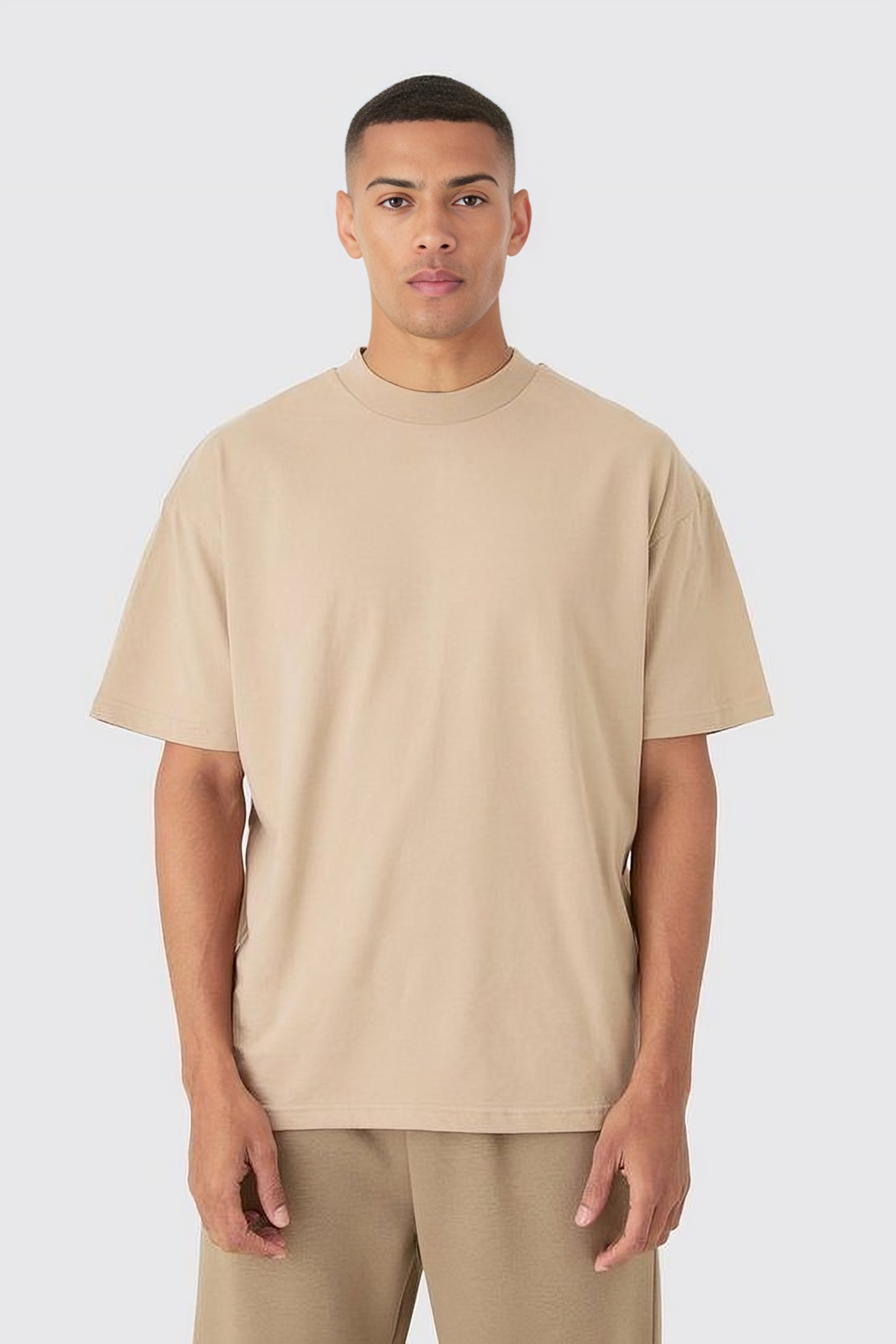 Urban Drip Premium Beige Drop Shoulder Oversized Men's T-Shirt |